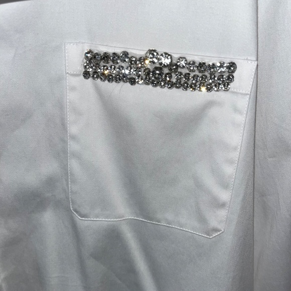 White Cotton Shirt Long Sleeve 14 Melanie Lyne - Picture 6 of 9